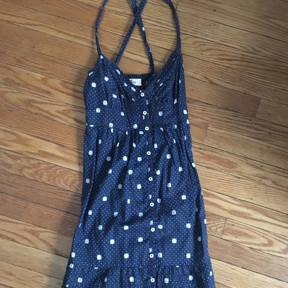 Blue and white polka dot tank top dress